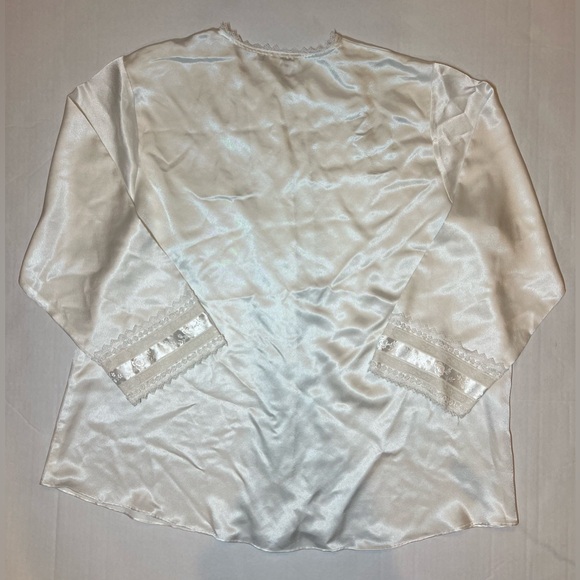 VTG CHRISTIAN DIOR Satin Button Down Top Saks Fit Embroidered Pajama Women's L - Picture 6 of 11